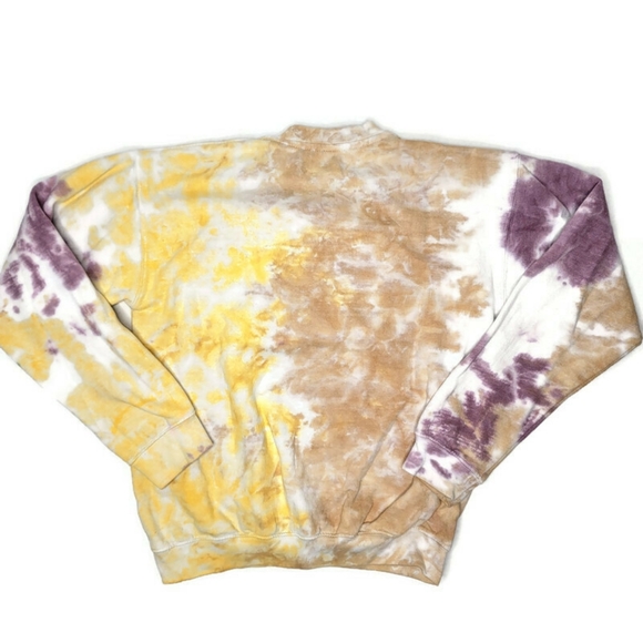 goodie 2 sleeves Def Leppard tie dye sweat shirt size small yellow purple - Picture 2 of 5